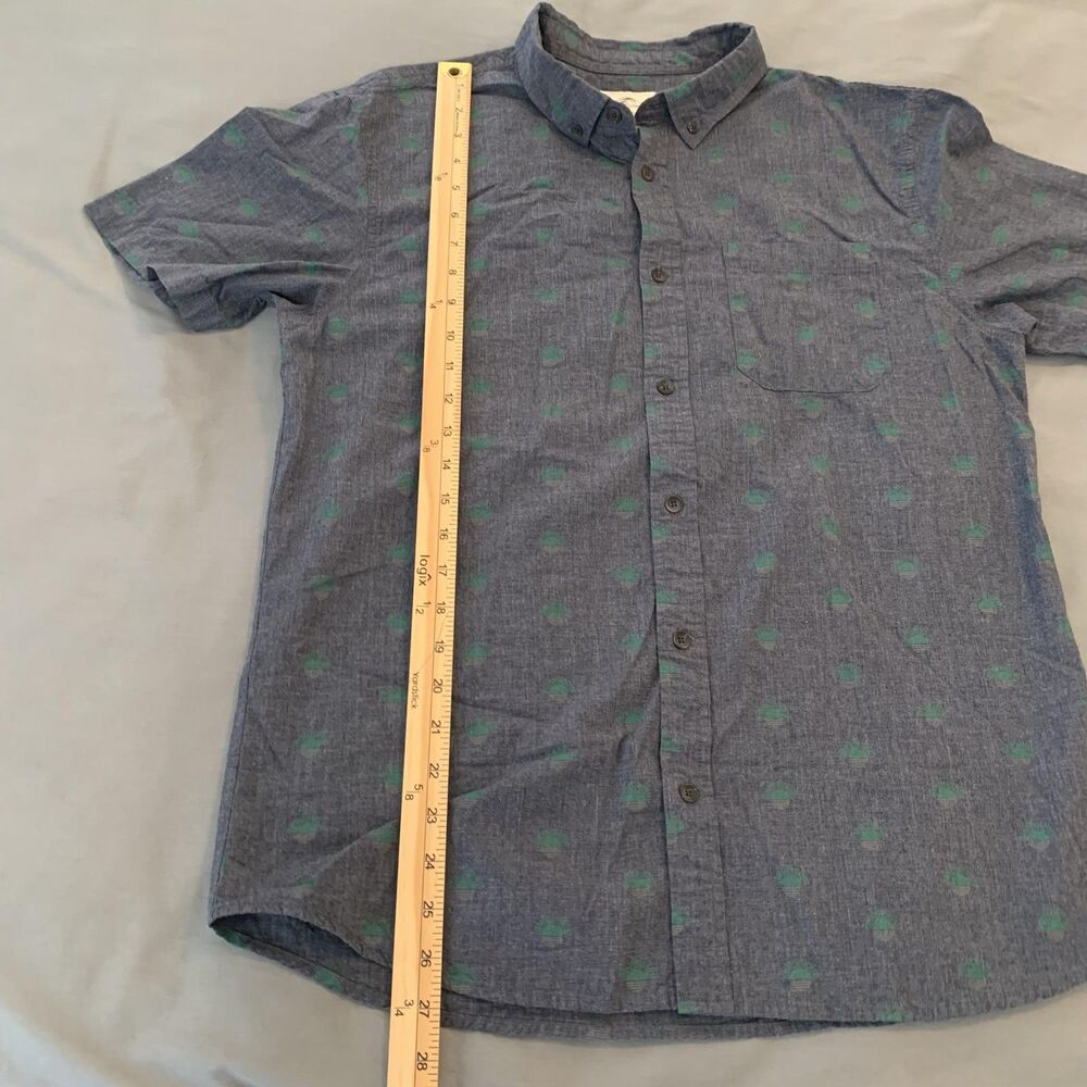 O'Neill Shirt Mens Medium Blue‎ Short Sleeve Button Down Palm Print Casual Top - Picture 5 of 7